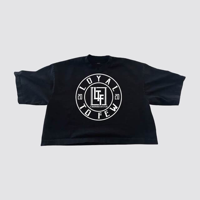 Cotton Oversized Crop with Stamp (Black)