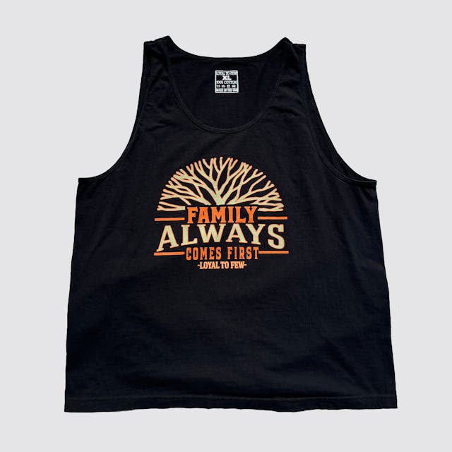 Cotton Tank with Family First (Black)
